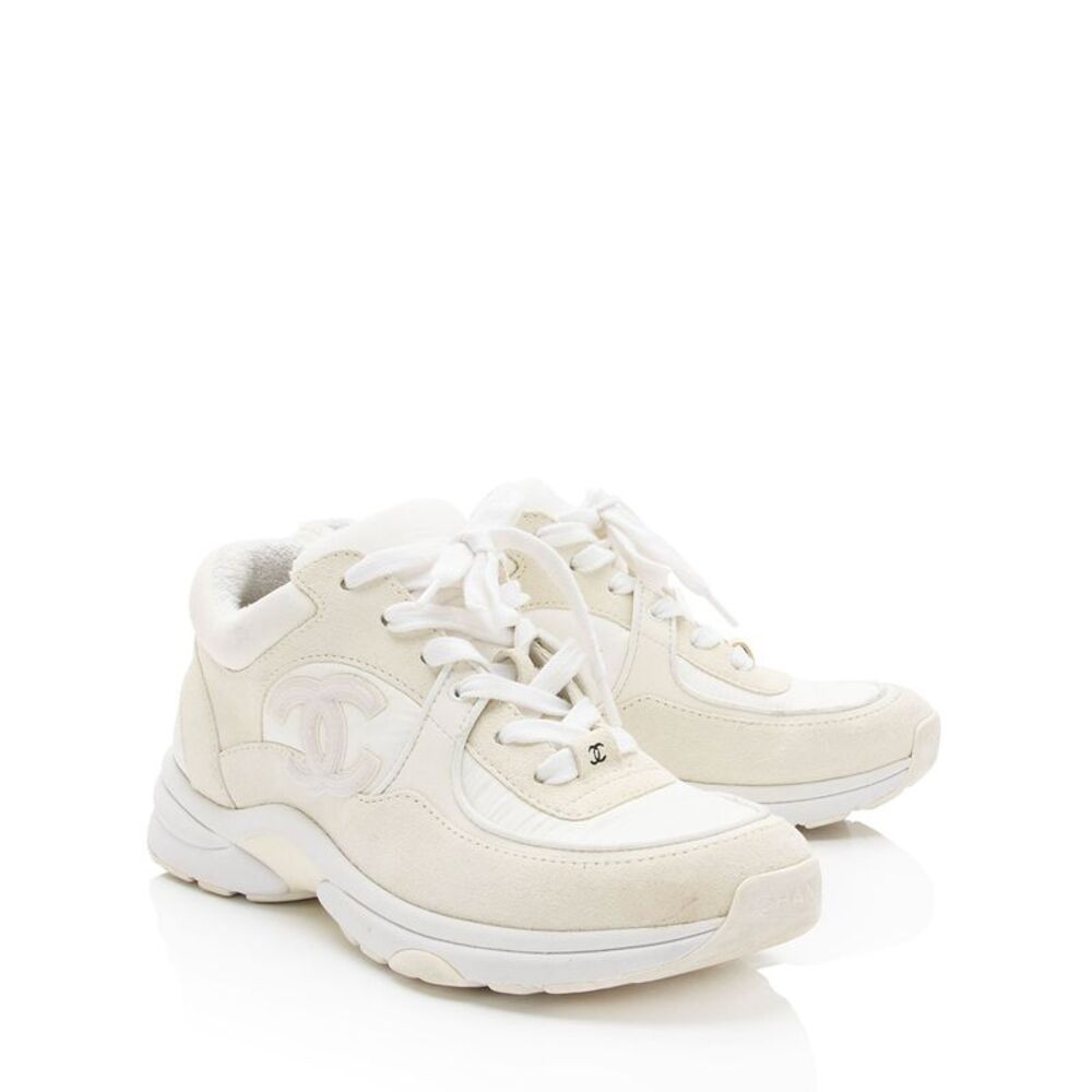 Chanel Suede Calfskin CC Sneakers - Size 7.5 / 37.5 - Picture 2 of 8